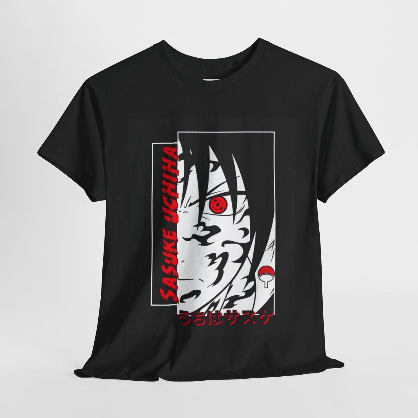 Naruto Shippuden Uchiha Sasuke Unisex Heavy Cotton Tee - Vibrant and Stylish Design for Otaku Heads