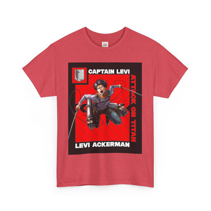 Attack On Titan Levi Ackerman Unisex Heavy Cotton Tee - Vibrant and Stylish Design for Otaku Heads