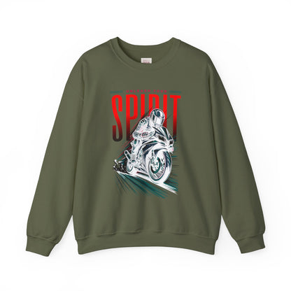 Unleash Your Spirit Graphic Crewneck Sweatshirt for Motorbike Enthusiasts