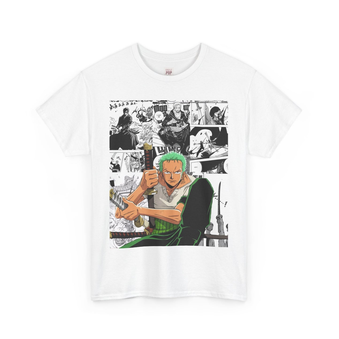 One Piece Zoro Unisex Heavy Cotton Tee - Vibrant and Stylish Design for Otaku Heads