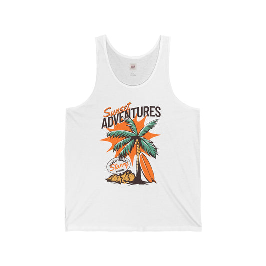 Sunset Adventures Unisex Jersey Tank - Perfect for Beach Days and Summer Fun