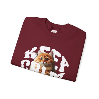 Cozy Cat Graphic Crewneck Sweatshirt - Unisex Heavy Blend™