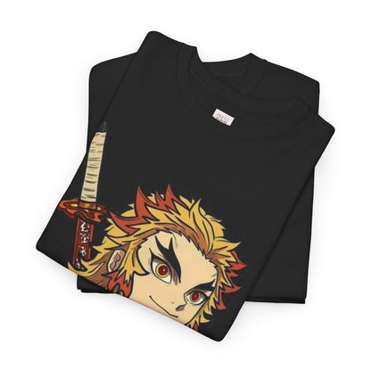 Demon Slayer Kyōjurō Rengoku Unisex Heavy Cotton Tee - Vibrant and Stylish Design for Otaku Heads