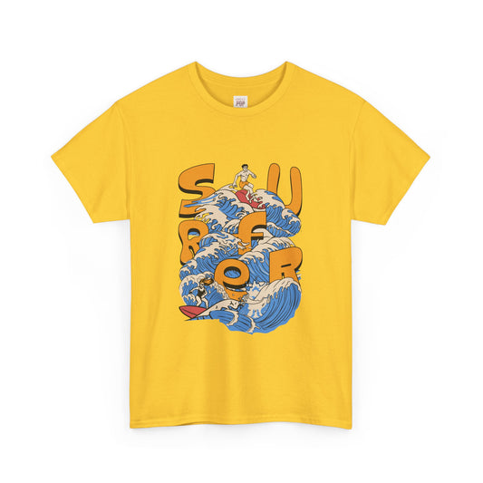 Surf Vibes Unisex Heavy Cotton Tee - Perfect for Beach Lovers