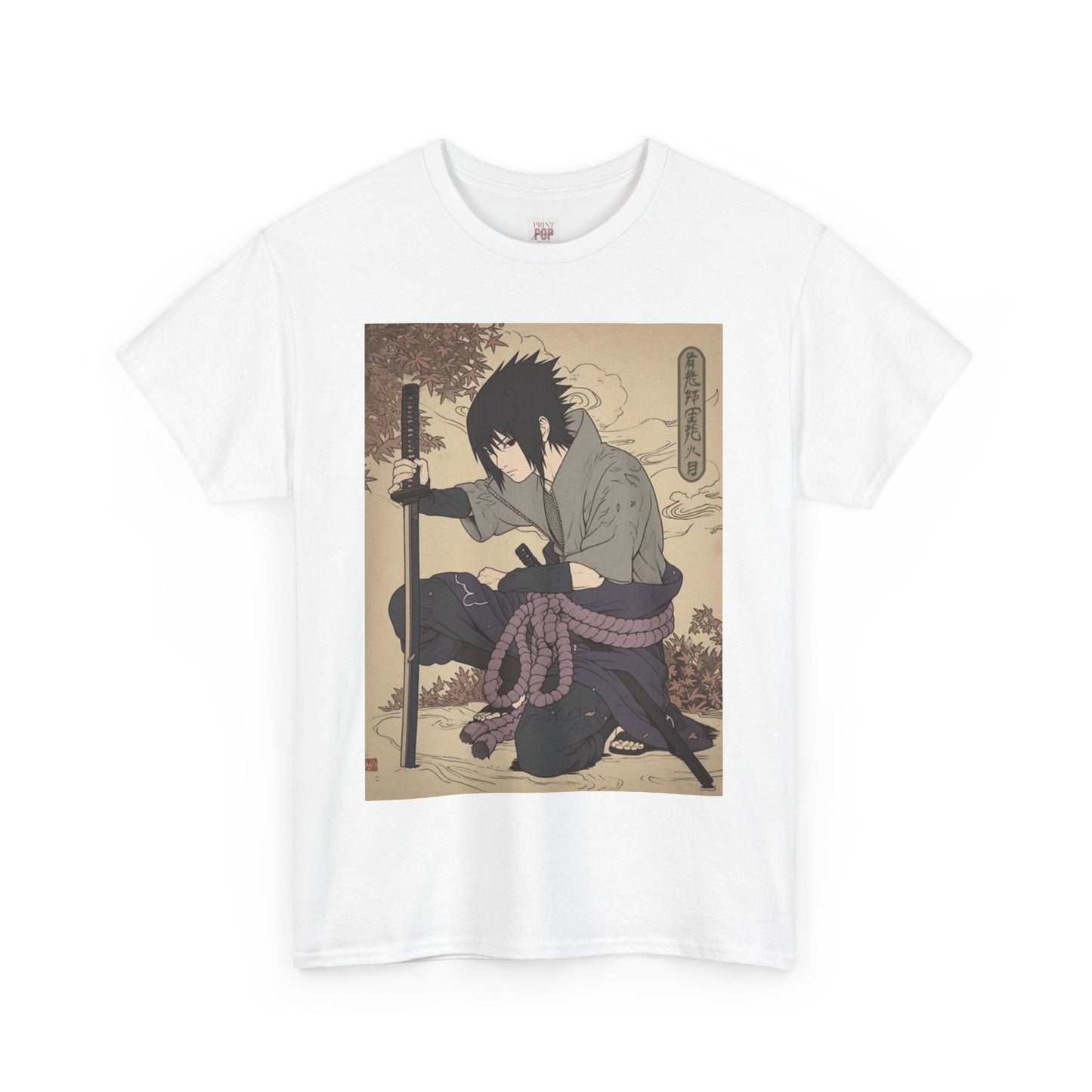 Naruto Shippuden Uchiha Sasuke Unisex Heavy Cotton Tee - Vibrant and Stylish Design for Otaku Heads