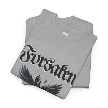 Forsaken Unisex Heavy Cotton Tee - Gothic Winged Design for Alternative Fashion