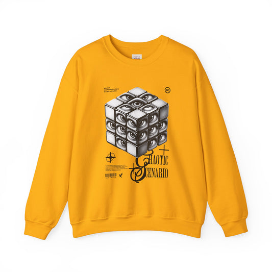 Galactic Scenario Unisex Heavy Blend Crewneck Sweatshirt - Unique Cube Design