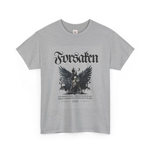 Forsaken Unisex Heavy Cotton Tee - Gothic Winged Design for Alternative Fashion