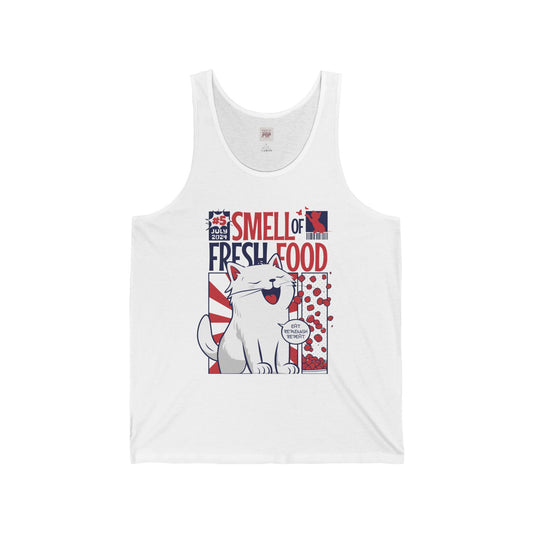 Unisex Jersey Tank - 'Smell of Fresh Food' Cartoon Design