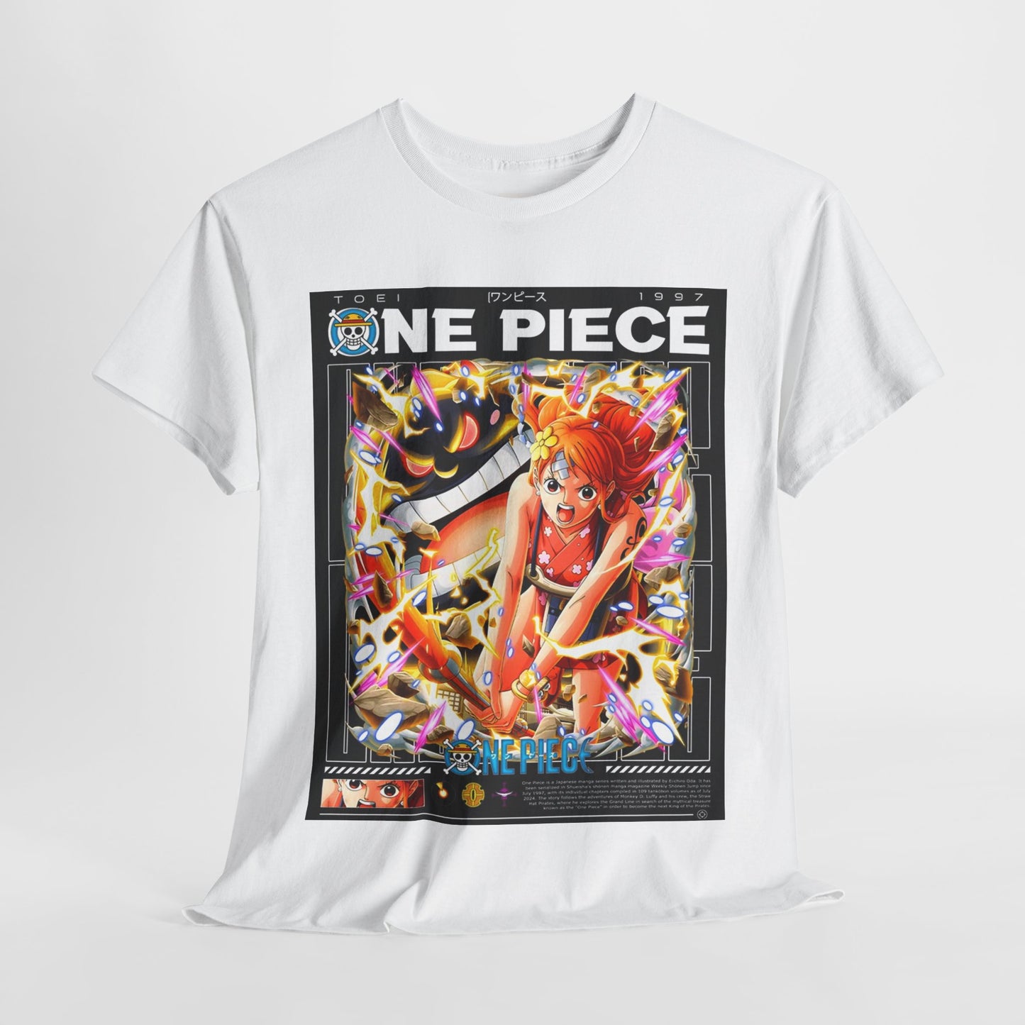 One Piece Nami Unisex Heavy Cotton Tee - Vibrant and Stylish Design for Otaku Heads