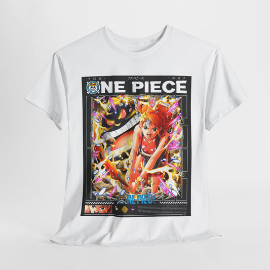 One Piece Nami Unisex Heavy Cotton Tee - Vibrant and Stylish Design for Otaku Heads