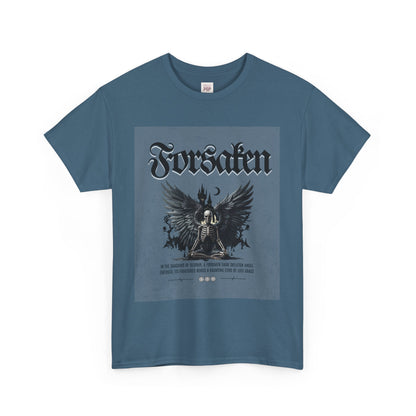 Forsaken Unisex Heavy Cotton Tee - Gothic Winged Design for Alternative Fashion