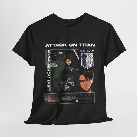 Attack On Titan Levi Ackerman Unisex Heavy Cotton Tee - Vibrant and Stylish Design for Otaku Heads