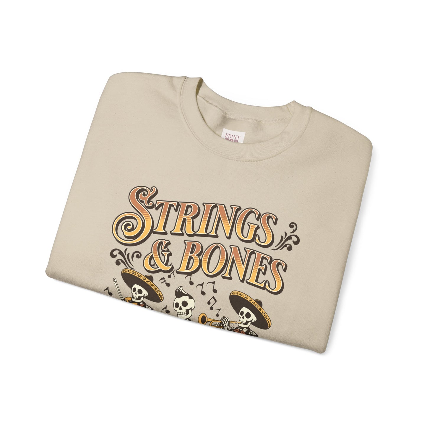 Festive Strings & Bones Quoted Crewneck Unisex Heavy Blend Premium and Comfortable Sweatshirt