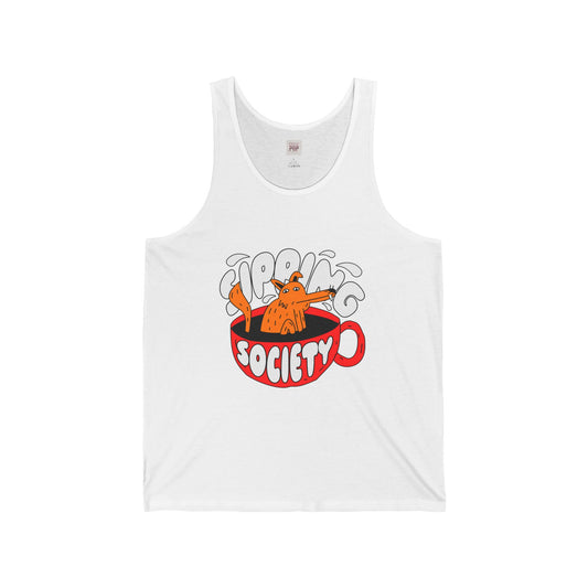 Funny Unisex Jersey Tank Top - 'Sipping Society' Design