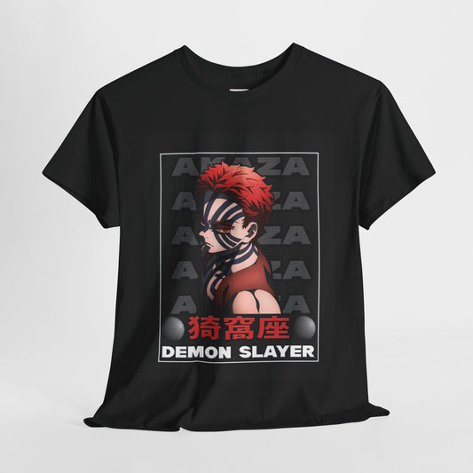 Demon Slayer Akaza Unisex Heavy Cotton Tee - Vibrant and Stylish Design for Otaku Heads