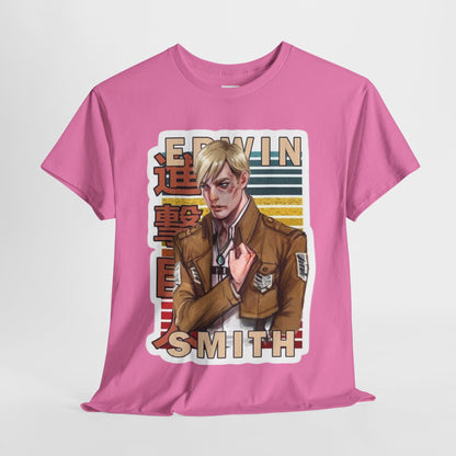 Attack On Titan Erwin Smith Unisex Heavy Cotton Tee - Vibrant and Stylish Design for Otaku Heads