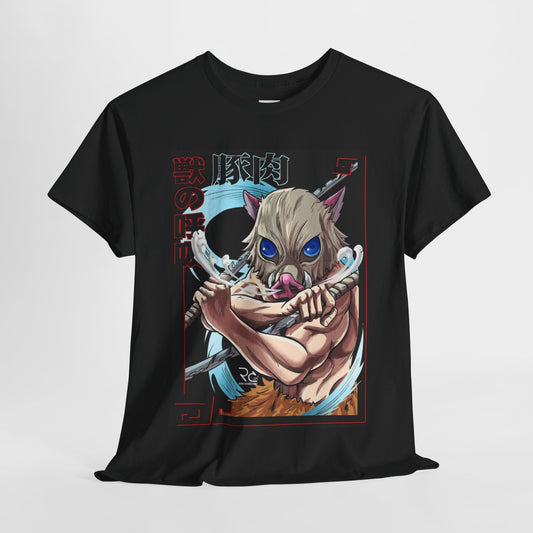 Demon Slayer Inosuke Hashibira Unisex Heavy Cotton Tee - Vibrant and Stylish Design for Otaku Heads