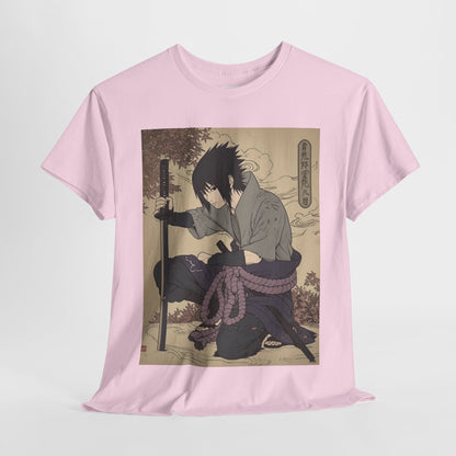 Naruto Shippuden Uchiha Sasuke Unisex Heavy Cotton Tee - Vibrant and Stylish Design for Otaku Heads