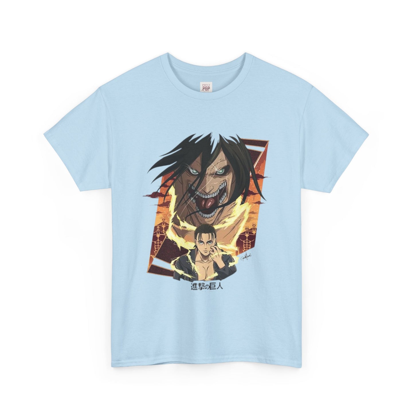 Attack On Titan Eren Jaeger Unisex Heavy Cotton Tee - Vibrant and Stylish Design for Otaku Heads