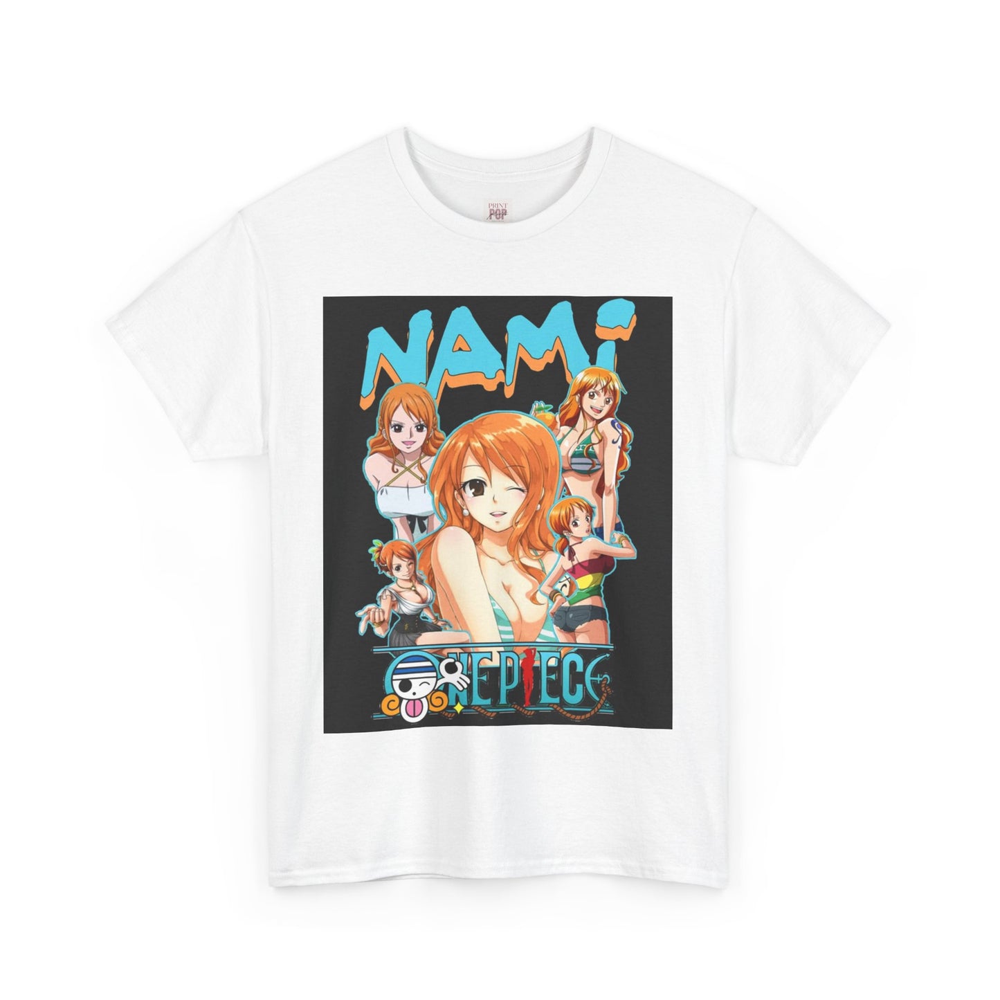 One Piece Nami Unisex Heavy Cotton Tee - Vibrant and Stylish Design for Otaku Heads