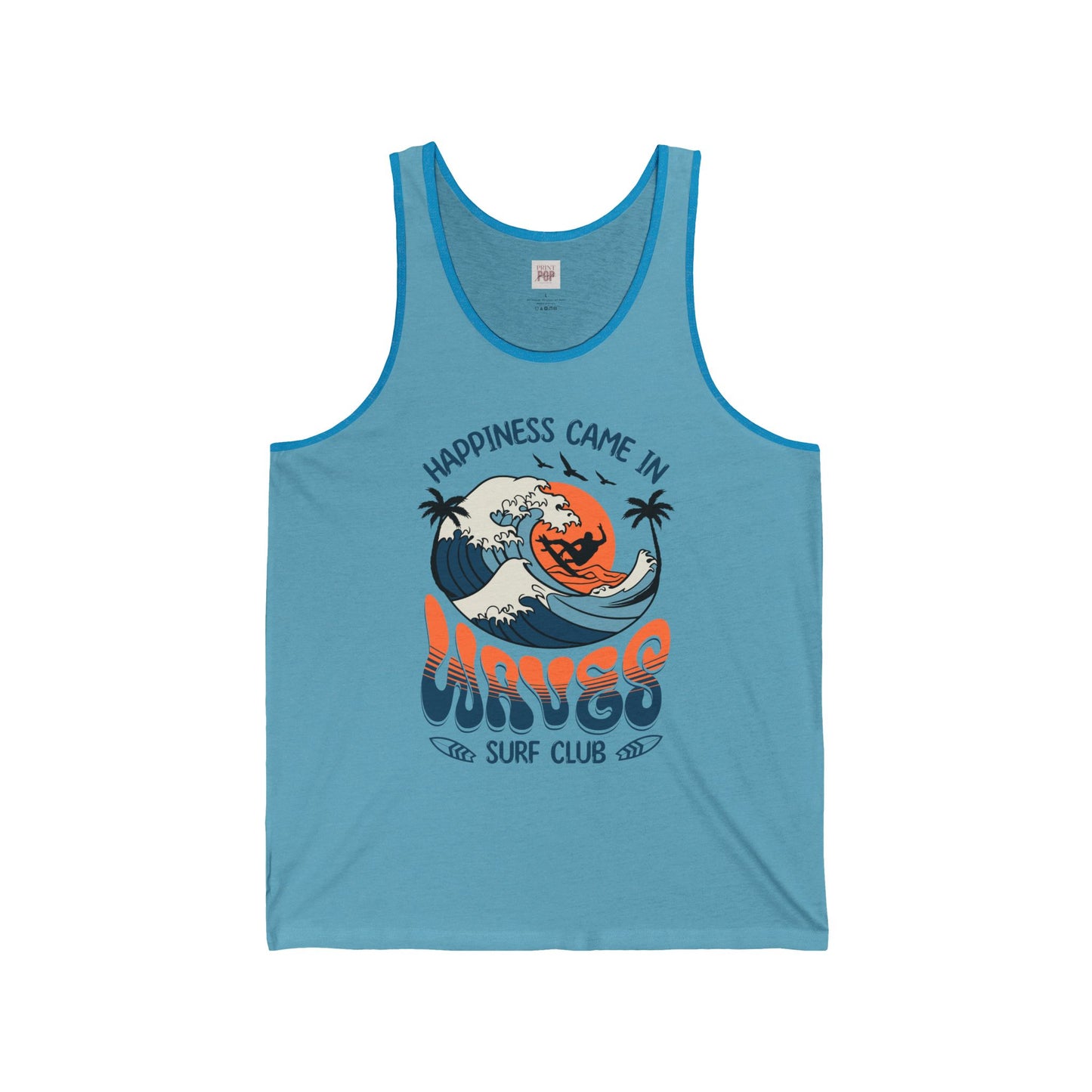 Happiness Waves Surf Club Unisex Jersey Tank