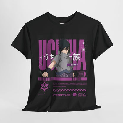 Naruto Shippuden Uchiha Sasuke Unisex Heavy Cotton Tee - Vibrant and Stylish Design for Otaku Heads