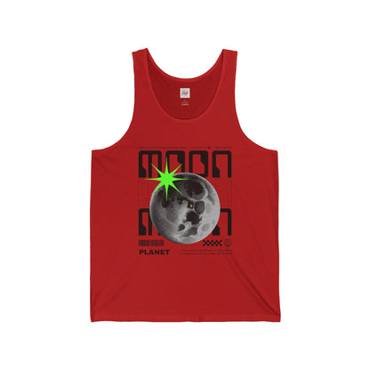 Moon Graphic Unisex Jersey Tank - Planet Design for Space Lovers