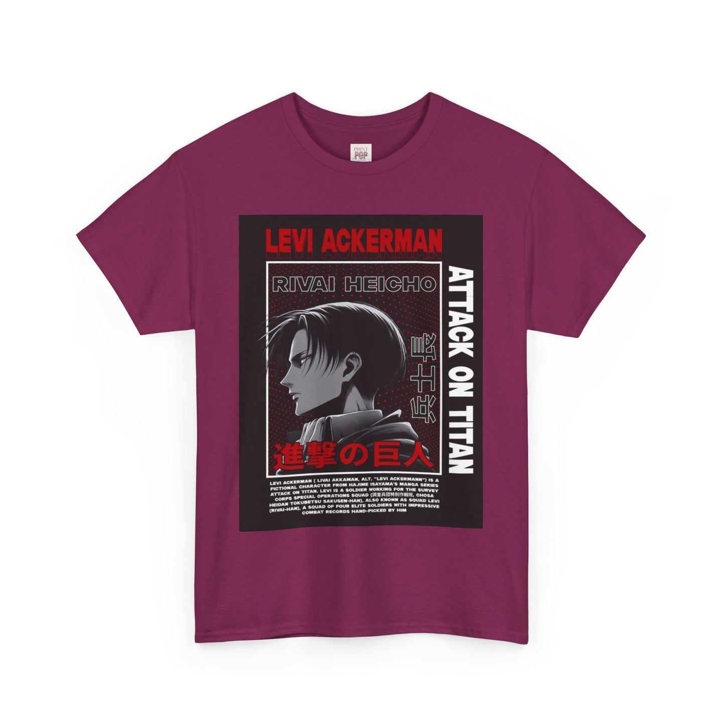 Attack On Titan Levi Ackerman Unisex Heavy Cotton Tee - Vibrant and Stylish Design for Otaku Heads