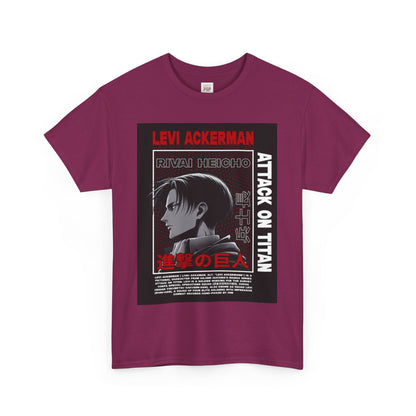 Attack On Titan Levi Ackerman Unisex Heavy Cotton Tee - Vibrant and Stylish Design for Otaku Heads