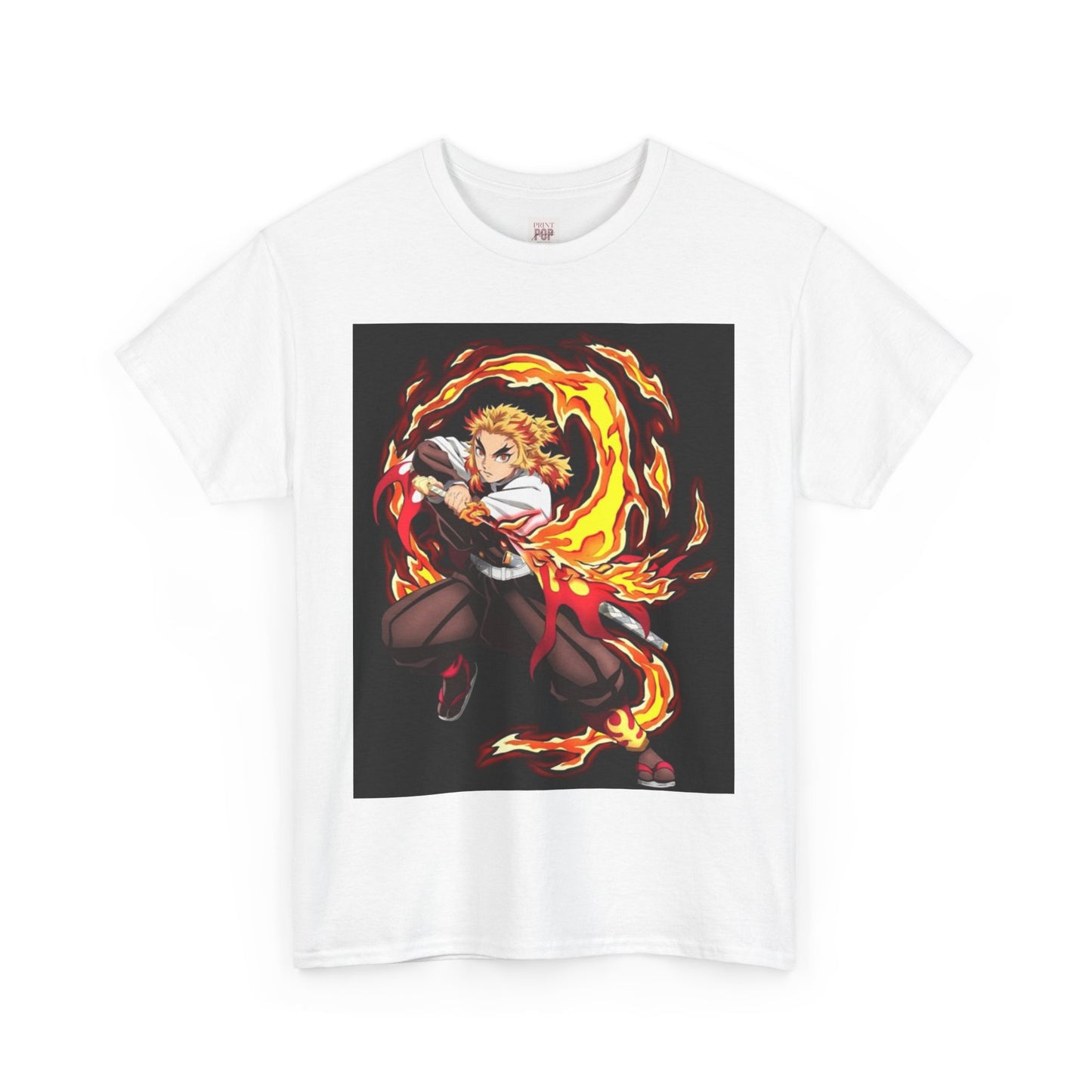 Demon Slayer Kyōjurō Rengoku Unisex Heavy Cotton Tee - Vibrant and Stylish Design for Otaku Heads