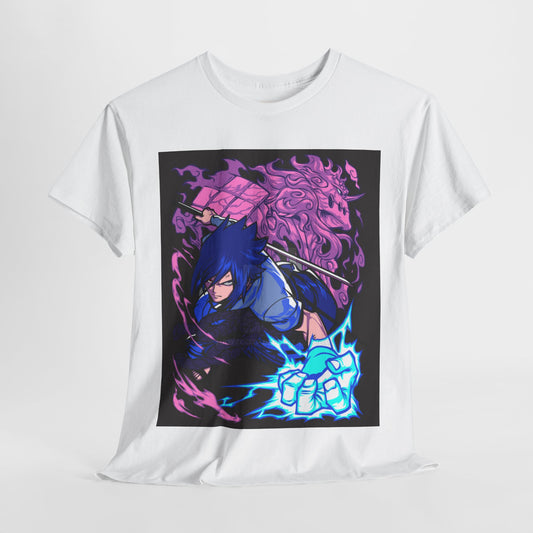 Naruto Shippuden Uchiha Sasuke Unisex Heavy Cotton Tee - Vibrant and Stylish Design for Otaku Heads