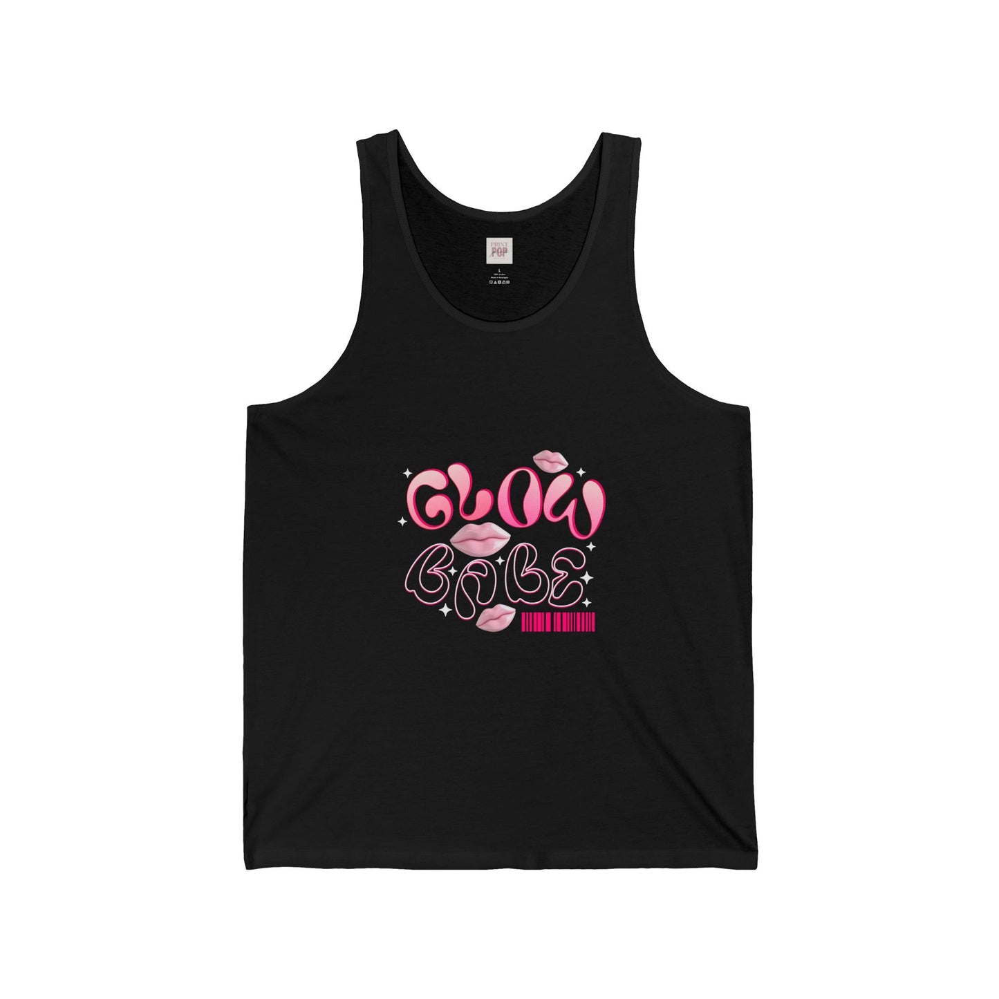 Glow Babe Unisex Jersey Tank Top - Chic and Playful Summer Apparel