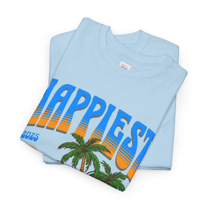 Happiest By The Sea Unisex Heavy Cotton Tee - Beach Vibes Summer T-Shirt