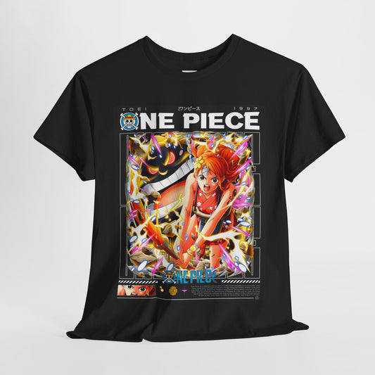 One Piece Nami Unisex Heavy Cotton Tee - Vibrant and Stylish Design for Otaku Heads