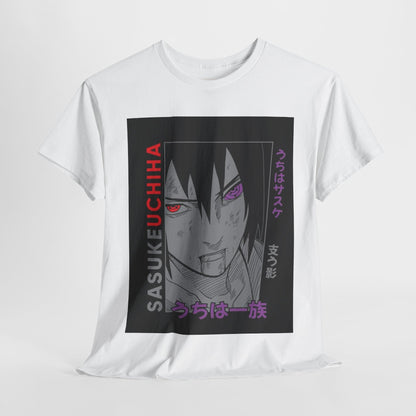 Naruto Shippuden Uchiha Sasuke Unisex Heavy Cotton Tee - Vibrant and Stylish Design for Otaku Heads