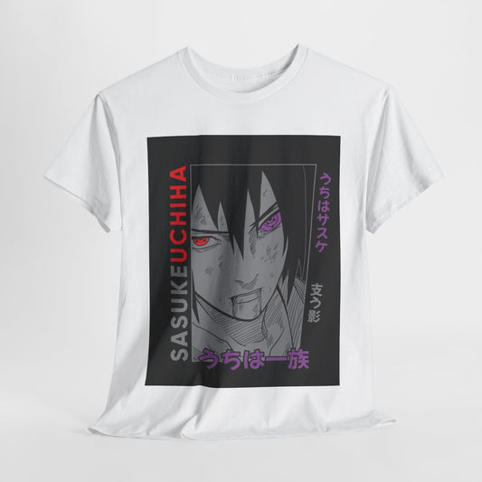 Naruto Shippuden Uchiha Sasuke Unisex Heavy Cotton Tee - Vibrant and Stylish Design for Otaku Heads