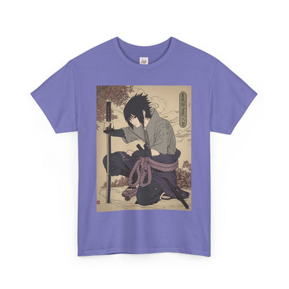 Naruto Shippuden Uchiha Sasuke Unisex Heavy Cotton Tee - Vibrant and Stylish Design for Otaku Heads