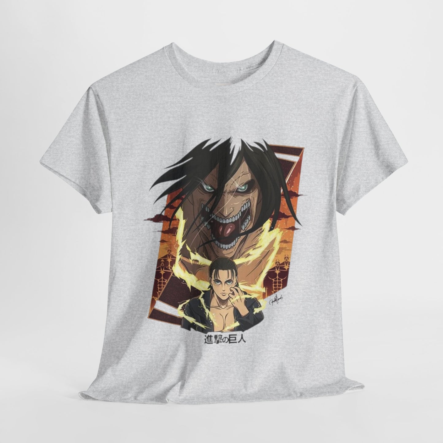 Attack On Titan Eren Jaeger Unisex Heavy Cotton Tee - Vibrant and Stylish Design for Otaku Heads