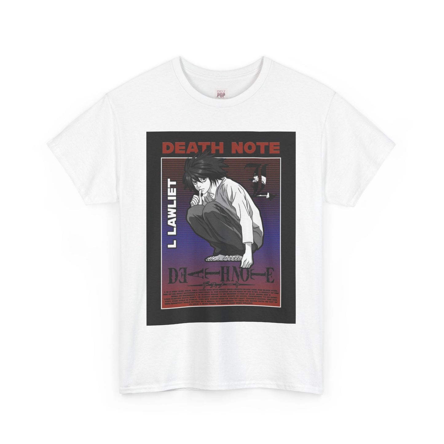 Death Note L Lawliet Unisex Heavy Cotton Tee - Vibrant and Stylish Design for Otaku Heads