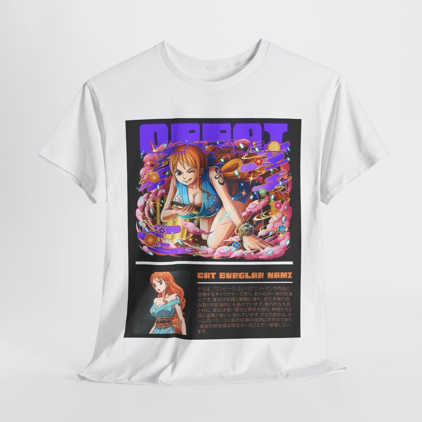 One Piece Nami Unisex Heavy Cotton Tee - Vibrant and Stylish Design for Otaku Heads