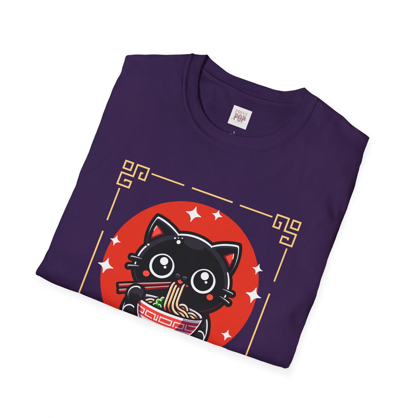 Cute Cat Noodles Please Unisex Softstyle T-Shirt - Perfect for Food Lovers and Cat Enthusiasts!