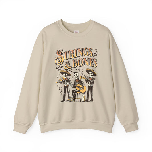 Festive Strings & Bones Quoted Crewneck Unisex Heavy Blend Premium and Comfortable Sweatshirt