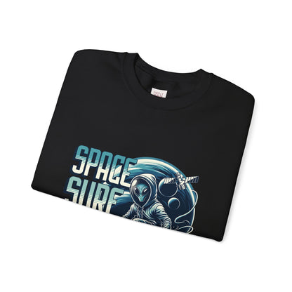 Unisex Heavy Blend Crewneck Sweatshirt - Space Surf 'Keep It Roll' Design