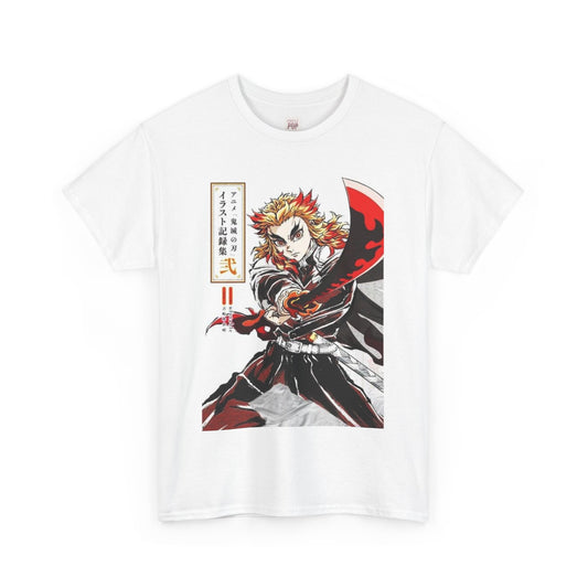 Demon Slayer Kyōjurō Rengoku Unisex Heavy Cotton Tee - Vibrant and Stylish Design for Otaku Heads