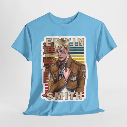 Attack On Titan Erwin Smith Unisex Heavy Cotton Tee - Vibrant and Stylish Design for Otaku Heads