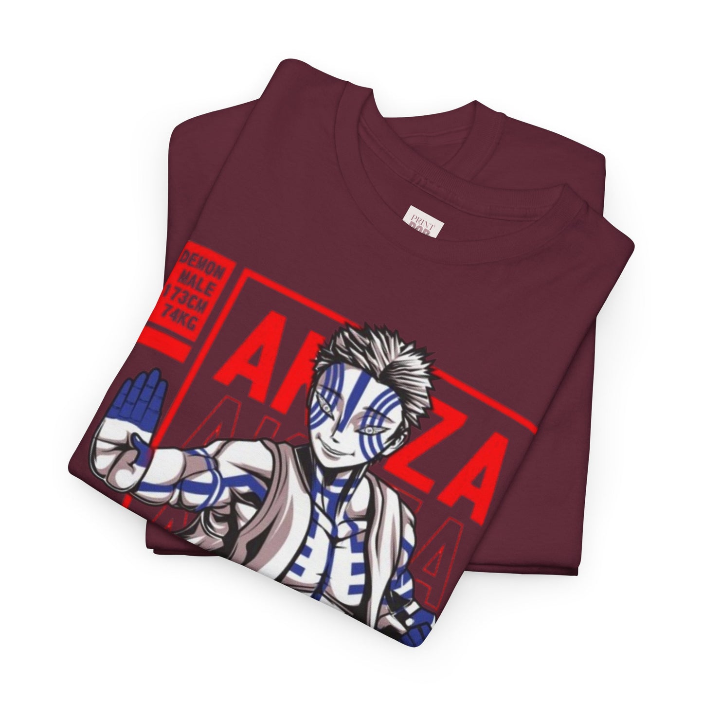 Demon Slayer Akaza Unisex Heavy Cotton Tee - Vibrant and Stylish Design for Otaku Heads