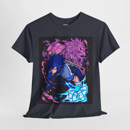 Naruto Shippuden Uchiha Sasuke Unisex Heavy Cotton Tee - Vibrant and Stylish Design for Otaku Heads