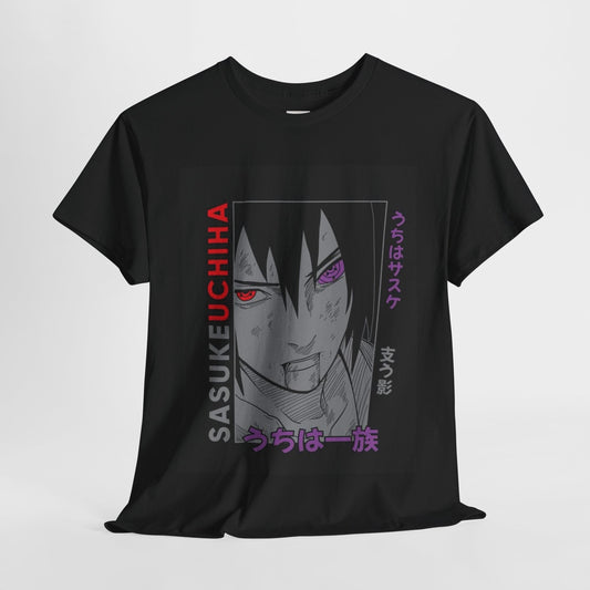 Naruto Shippuden Uchiha Sasuke Unisex Heavy Cotton Tee - Vibrant and Stylish Design for Otaku Heads