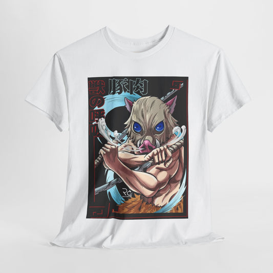 Demon Slayer Inosuke Hashibira Unisex Heavy Cotton Tee - Vibrant and Stylish Design for Otaku Heads